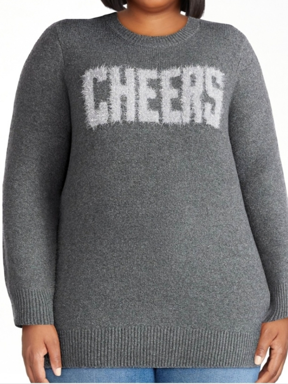 Terra & Sky CHEERS Crewneck Sweater – Gray